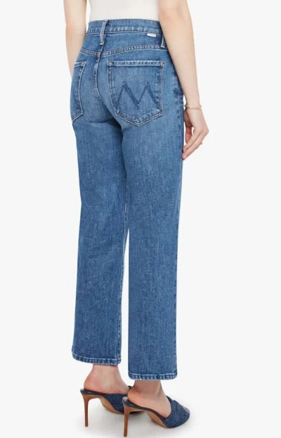 Mother Jeans The Rerun Zip Sneak With Belt Loops And Logo Embroidery On The Back In Blue Denim For Women