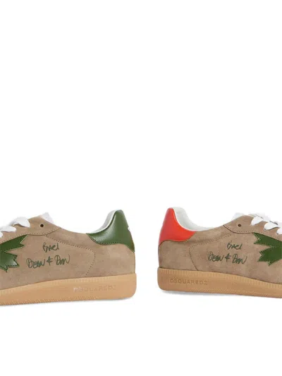 Dsquared2 Lace-up Round-neck Sneakers In Brown