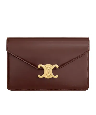 Celine Wallet On Chain Margo In Shiny Calfskin In Brown