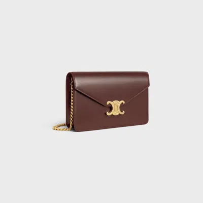 Celine Wallet On Chain Margo In Shiny Calfskin In Brown