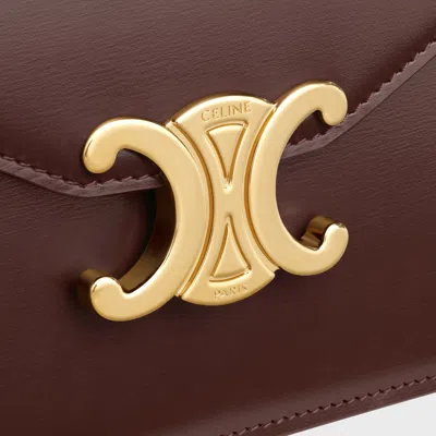 Celine Wallet On Chain Margo In Shiny Calfskin In Brown