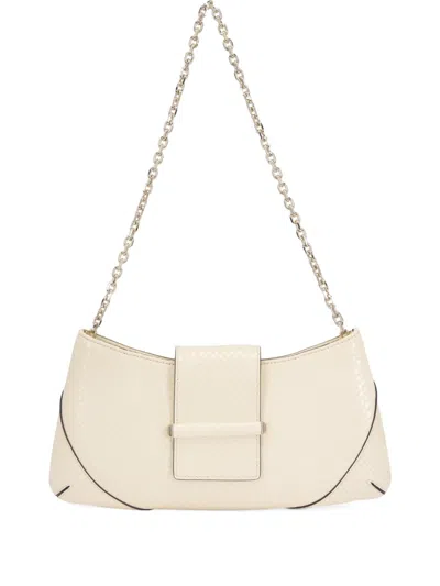 Jimmy Choo Snakeskin-effect Embossed Chain Shoulder Bag In White