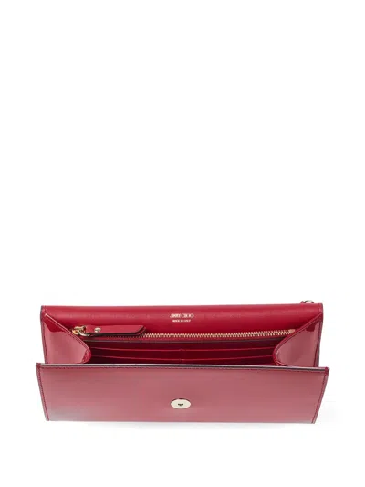 Jimmy Choo Emmie Logo-debossed Clutch Bag In Red