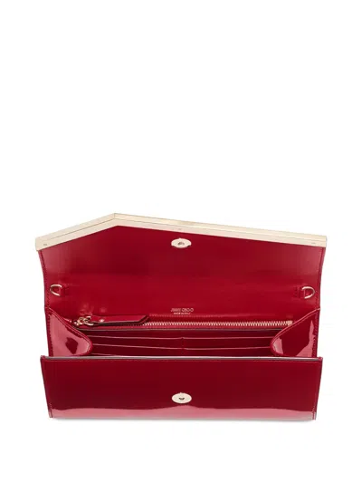 Jimmy Choo Emmie Logo-debossed Clutch Bag In Red