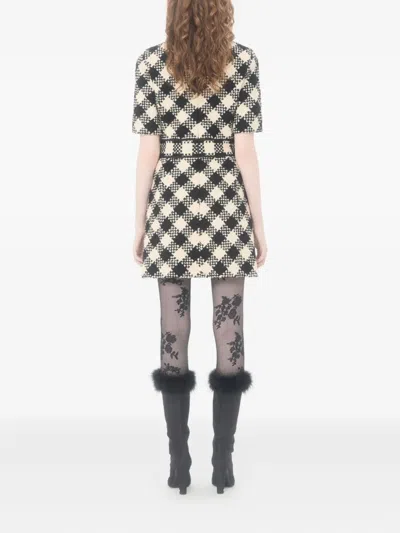 Valentino Damier Tweed Mini Dress In Black