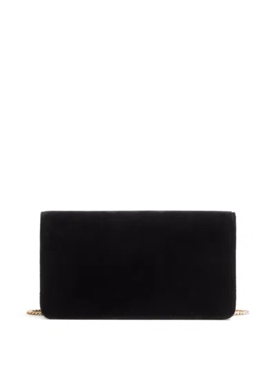 Valentino Vlogo Signature Velvet Bow Clutch Bag In Black