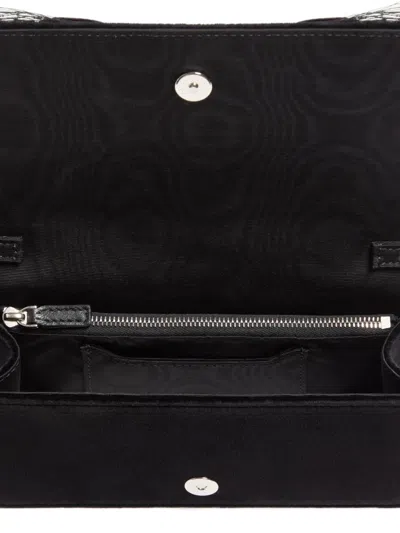 Valentino Vlogo Signature Velvet Bow Clutch Bag In Black