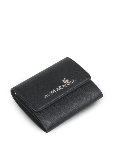 Marni Snap-button Leather Wallet In Black