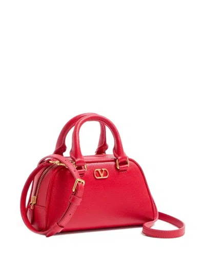Valentino Mini Bowling V-logo Signature Tote Bag In Red