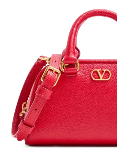 Valentino Mini Bowling V-logo Signature Tote Bag In Red