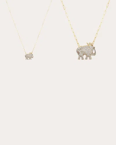 Goshwara Women's White Sapphire & 18k Gold Limited Edition Elephant Pendant Necklace In Gold
