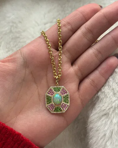 Goshwara Women's Opal & Gemstone 18k Gold G-one Pendant Necklace In Green
