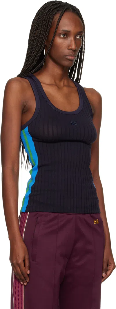 Wales Bonner Navy 'the Aria' Tank Top In Blue