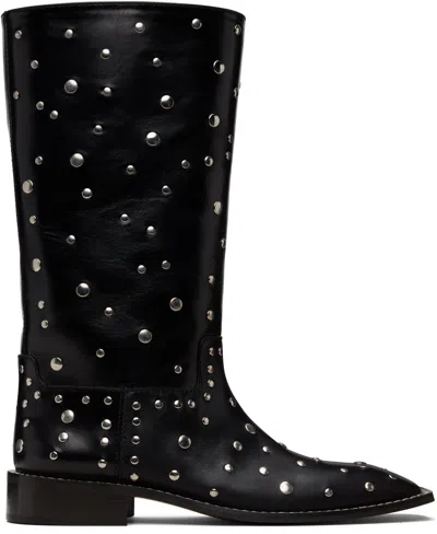 Wales Bonner Black Journey Studded Boots In Multi
