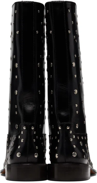 Wales Bonner Black Journey Studded Boots In Multi