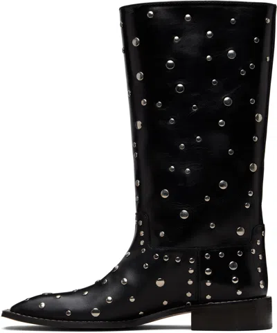 Wales Bonner Black Journey Studded Boots In Multi
