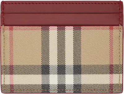 Burberry Check Pattern Compact Credit Card Case In Brown