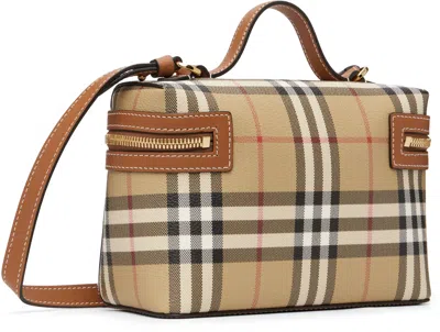 Burberry Coated Canvas Vanity Check Crossbody Bag With Check Motif In Brown