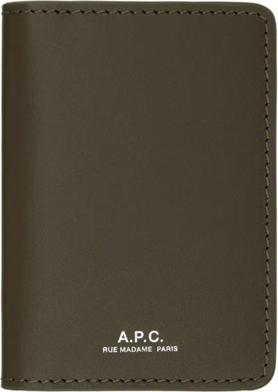 Apc Khaki Stefan Card Holder In Green