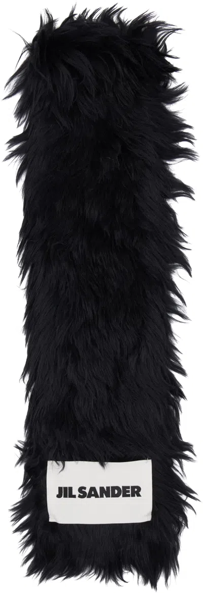 Jil Sander Black Alpaca Scarf In Black