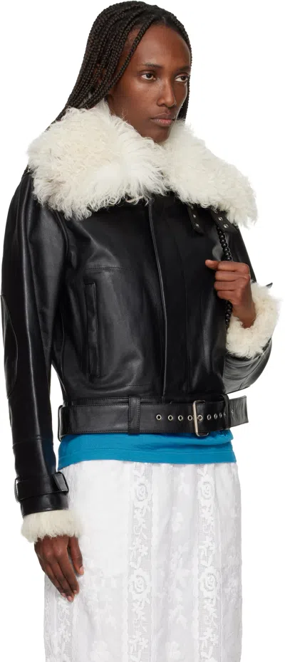 Wales Bonner Black 'the Bridge' Leather Jacket In Black