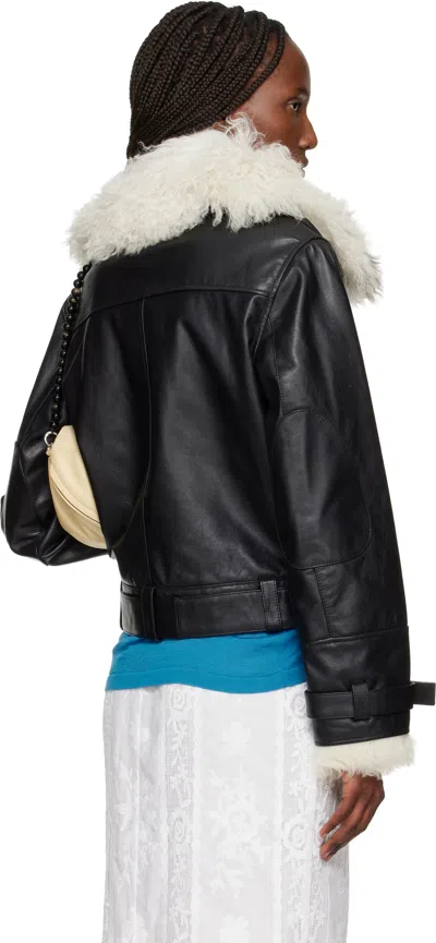 Wales Bonner Black 'the Bridge' Leather Jacket In Black