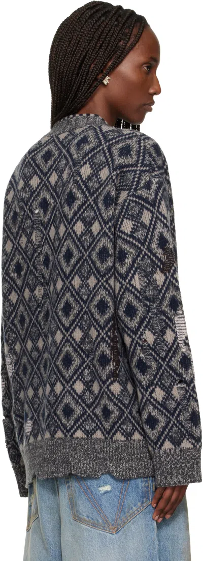Wales Bonner Gray 'the Sibling' Cardigan In Gray