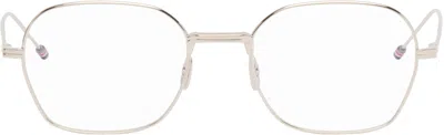 Thom Browne Silver Titanium Rectangular Glasses In Silver