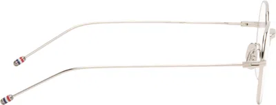 Thom Browne Silver Titanium Rectangular Glasses In Silver