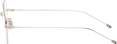 Thom Browne Silver Titanium Rectangular Glasses In Silver