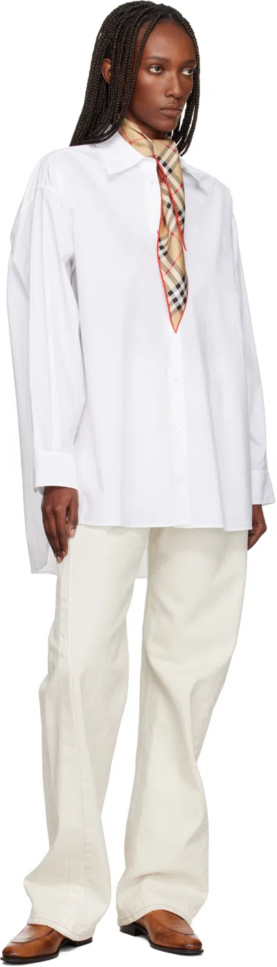 Burberry Beige Check Silk Scarf In Brown