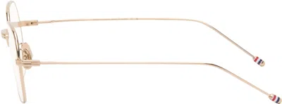Thom Browne Gold Titanium Rectangular Glasses In Gold
