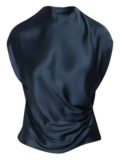 The Sei Draped Blouse In Blue