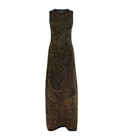 Etro Sleeveless Paisley Motif Maxi Dress In Green