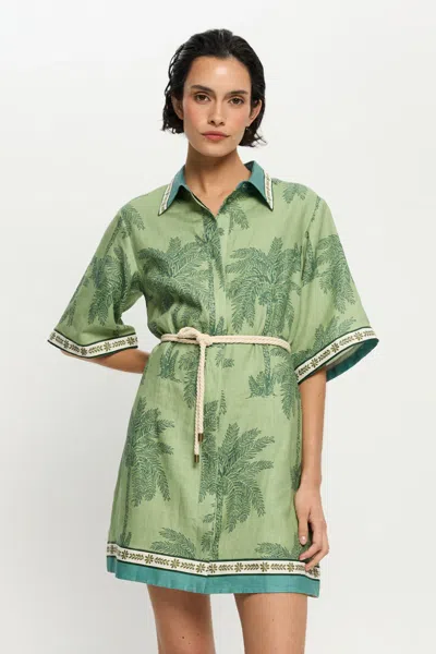 Kivari Alani Mini Shirt Dress In Green