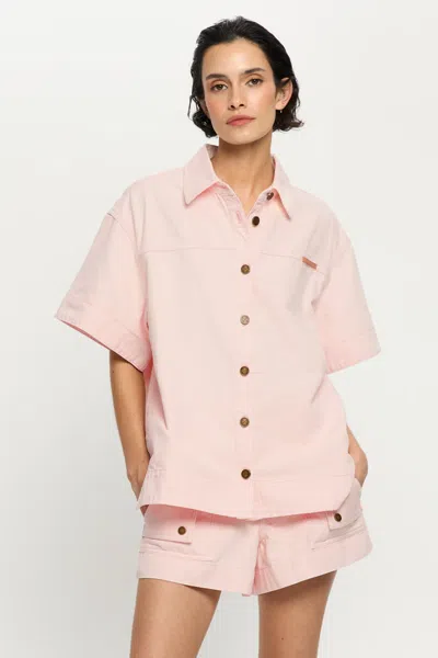 Kivari Marla Denim Shirt Soft Pink In Pink