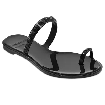 Carmen Sol Maria Flat Sandal Black In Black