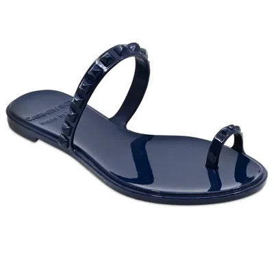 Carmen Sol Maria Flat Sandal Navy Blue In Multi