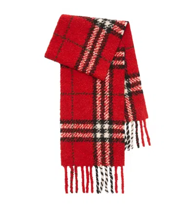 Burberry Womens Post Red Check-pattern Wool-blend Scarf In Red