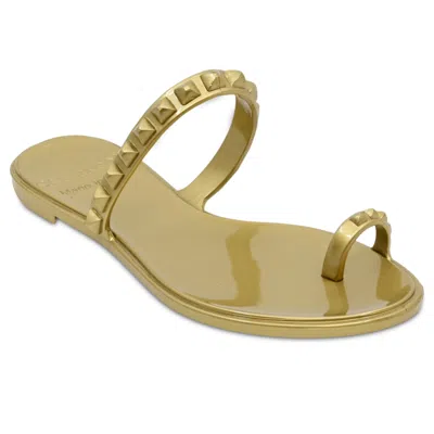 Carmen Sol Maria Flat Sandal Gold- Metallic Jelly In Green