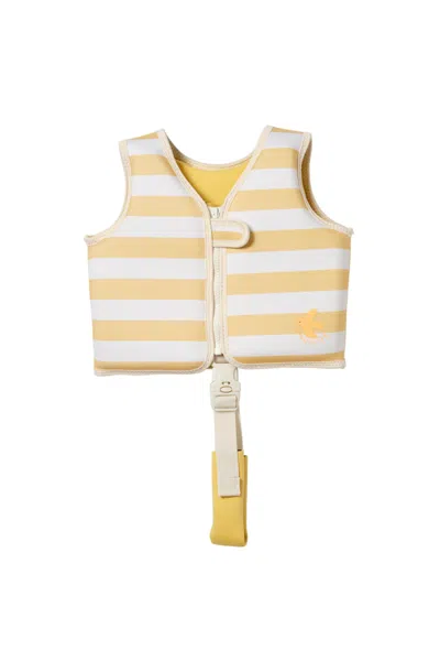 Sunnylife Kids Swim Vest Sid The Seagull Mustard Stripe In Multi