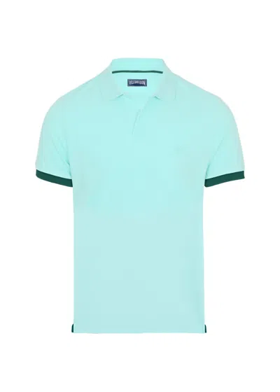 Vilebrequin Palatin Cotton Polo Blue Lagoon In Green