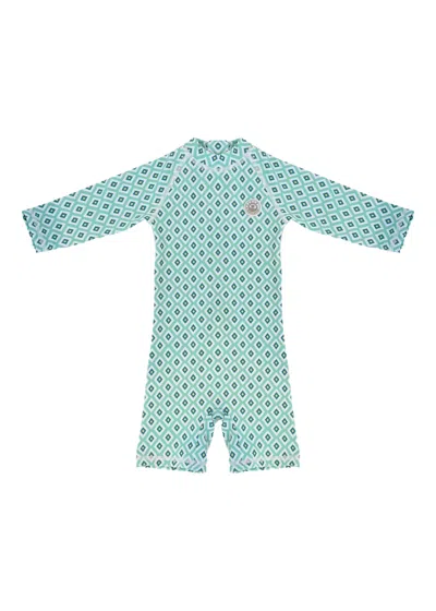 Badawii Baby Swimsuit Long Sleeves Diamond Green In Blue