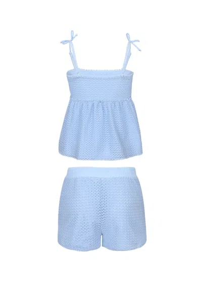 Shade Critters Blue Girls Crochet Peplum Tank &amp; Short Cover Up Set In Blue