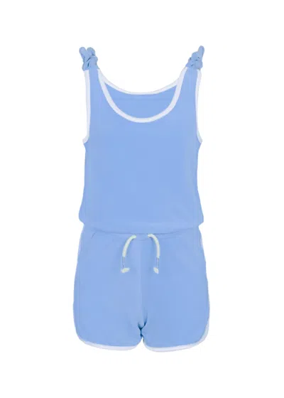 Shade Critters Blue Terry Girls Active Romper In Blue