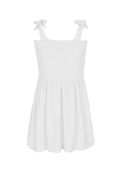 Shade Critters White Terry Girls Smocked Tank Dress In White