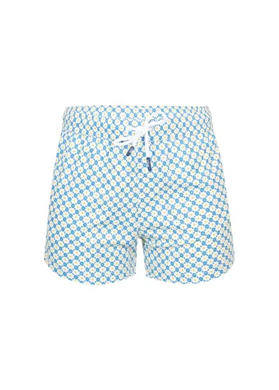 J & Josh Boy Swim Short Floral Yellow In Blue