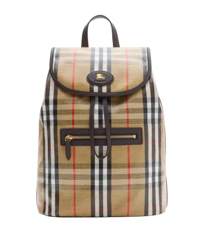 Burberry Highlands Coated Canvas Backpack With Front Logo In Multi
