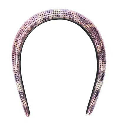 Burberry Check Mesh Headband In Purple