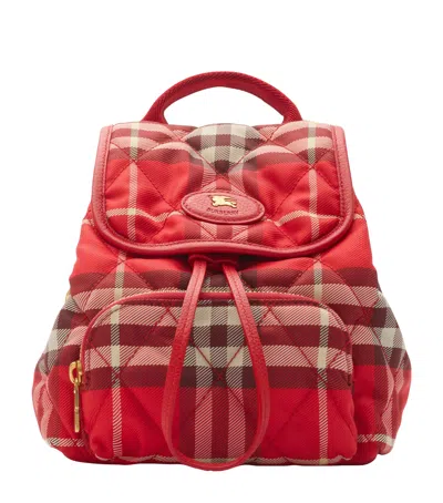 Burberry Mini Check Horseshoe Backpack In Red